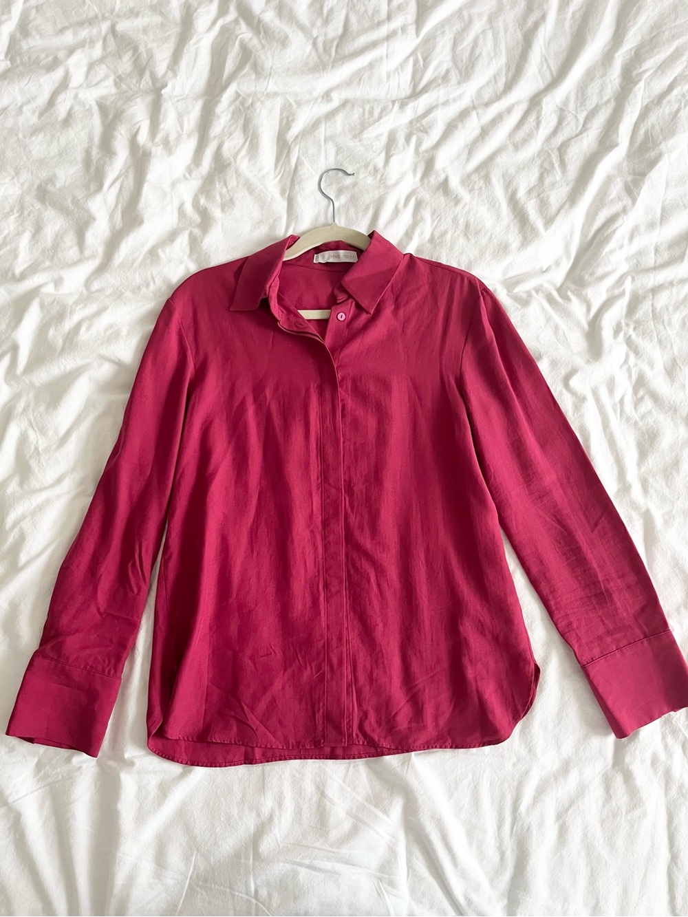 Mango Fuchsia Pink Button-Down Collared Shirt